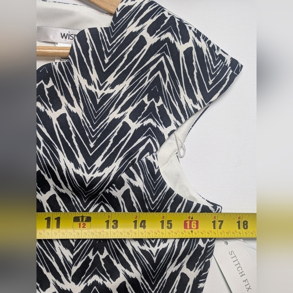 Wisp NEW Women's Marianne Scallop Stretchy Pencil Dress Black And White Size 4 - Picture 7 of 12